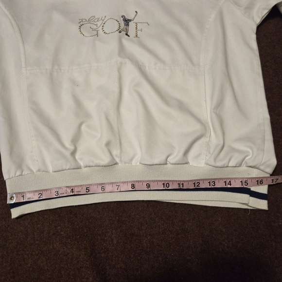 Vintage Quatum Sportswear Golf Wondbreaker Pullover White Size Med "Play Golf" - Picture 8 of 11
